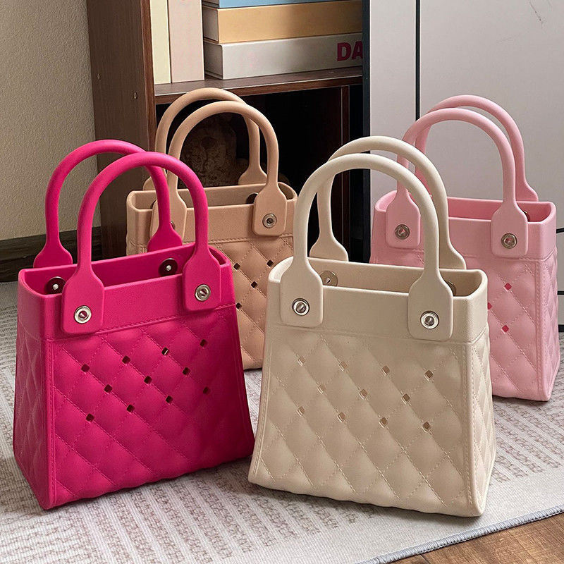 Fashion Style EVA Rubber Silicone Hand Tote for Women Summer Lady Beach Bag in Black